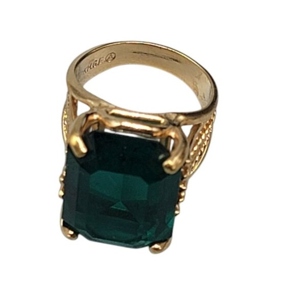 Ana BeKoach 18khge Simulated Emerald Ring Yellow Heavy Electroplated Gold SZ 5 - Picture 7 of 10